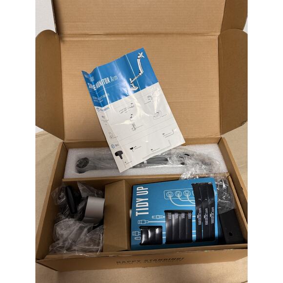 VariDesk Single Monitor Arm Desk Mount Adjustable VESA Tidy Up Kit Silver Clamp - Picture 3 of 3